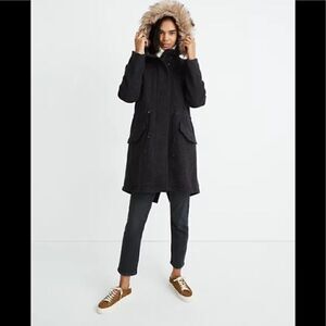 New Madewell Vancouver Wool blend Parka Dark Grey Size small